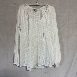 Show Me Your Mumu Charlene Tunic White Gauze Boho Blouse XS